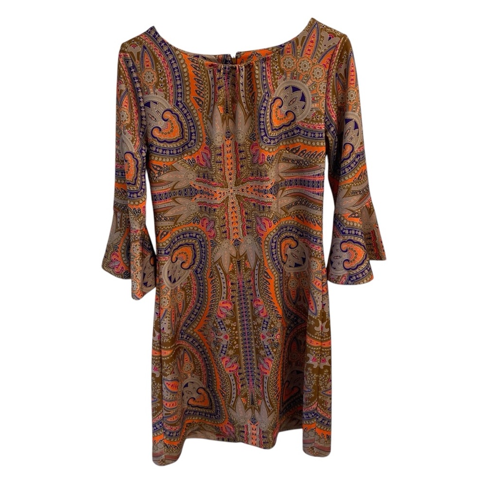 New York and Company Paisley Print Bell Sleeve Dress Ladies Size Medium